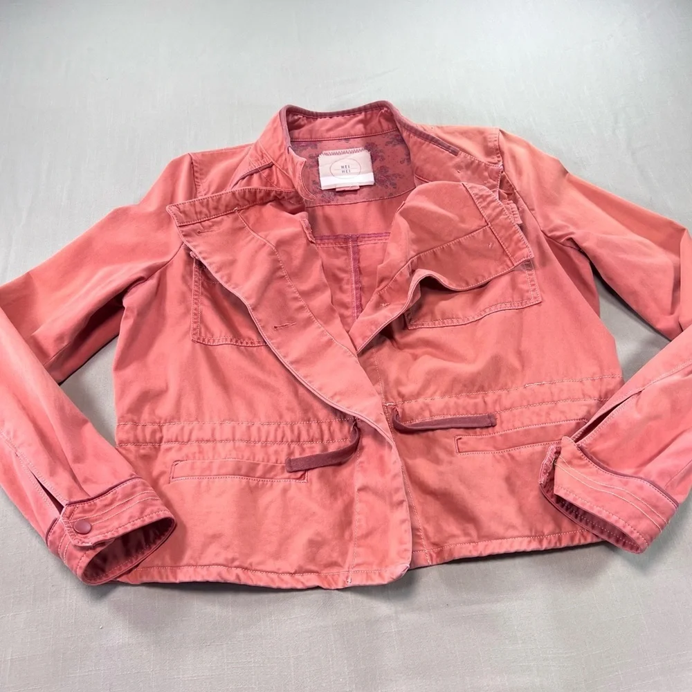 Hei Hei Anthropologie Utility Jacket Women’s Medium Pink Coral Cargo Jacket